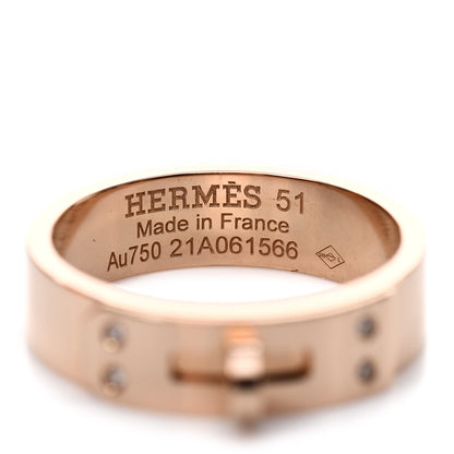 Hermes 18K Rose Gold Diamond PM Kelly Ring 51 5.75 4 of 5