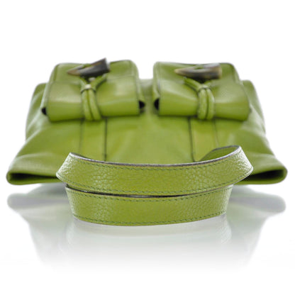 Burberry Leather Haymarket Check Horn Toggle Shoulder Bag Green 4 of 11