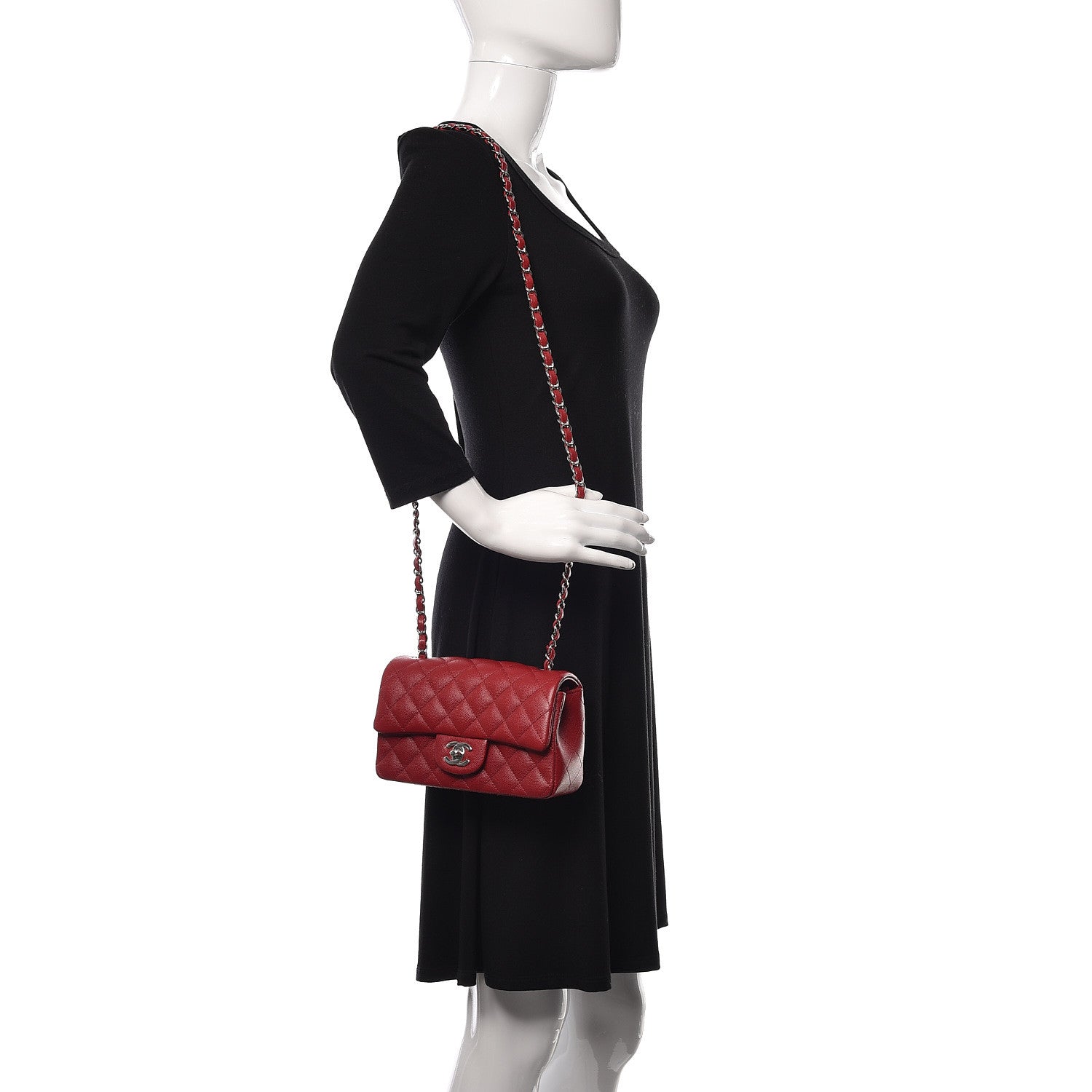 Chanel Caviar Quilted Mini Rectangular Flap Red 2 of 10