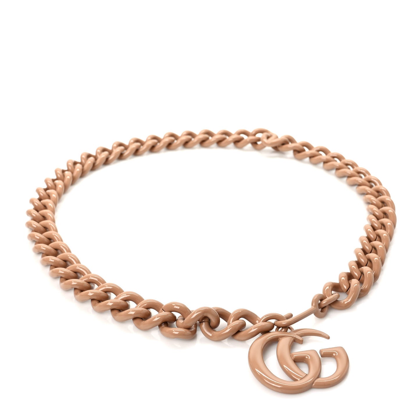 Varnished Metal GG Marmont Chain Belt Beige