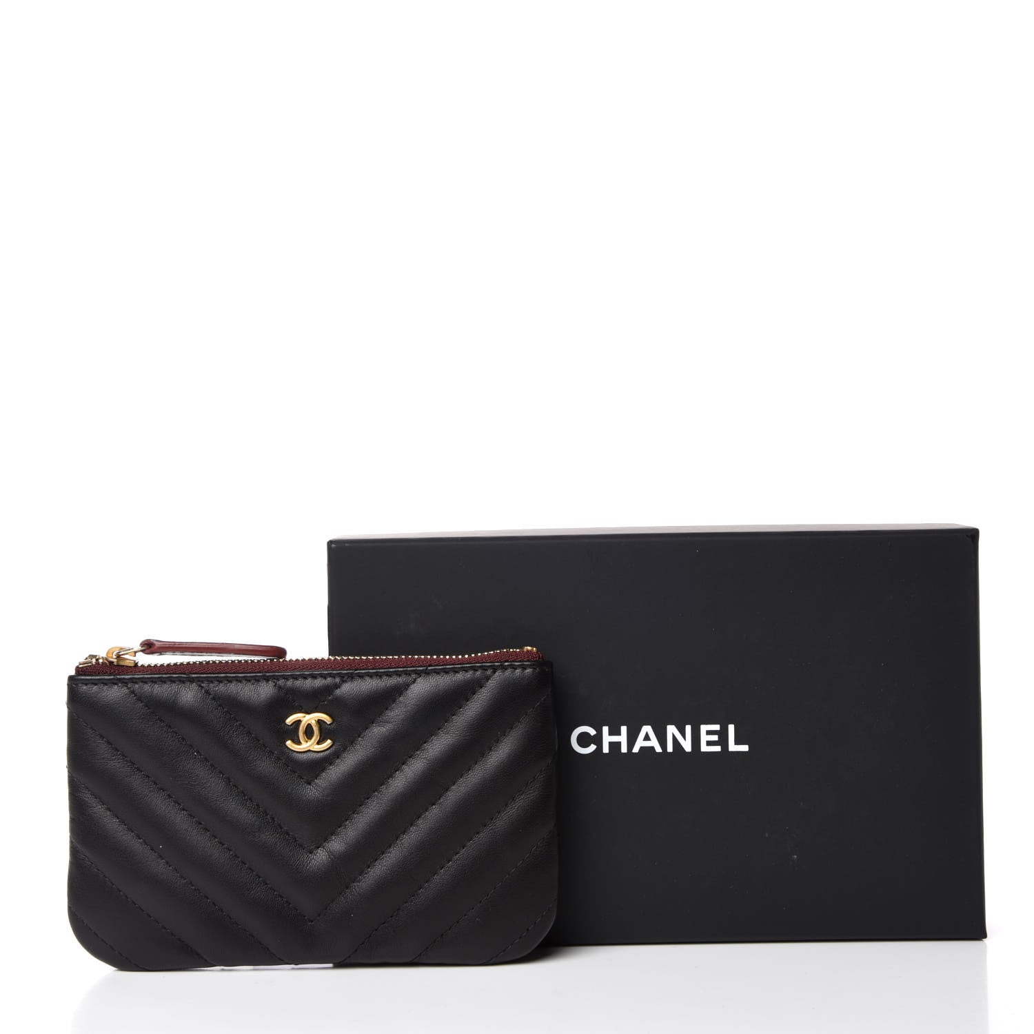 Chanel Lambskin Chevron Quilted Small Cosmetic Case Black 10 of 10