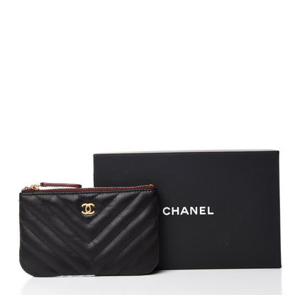 Chanel Lambskin Chevron Quilted Small Cosmetic Case Black 10 of 10
