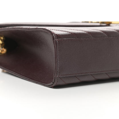 Saint Laurent Grain De Poudre Matelasse Chevron Large Monogram Satchel Rouge Legion 9 of 13