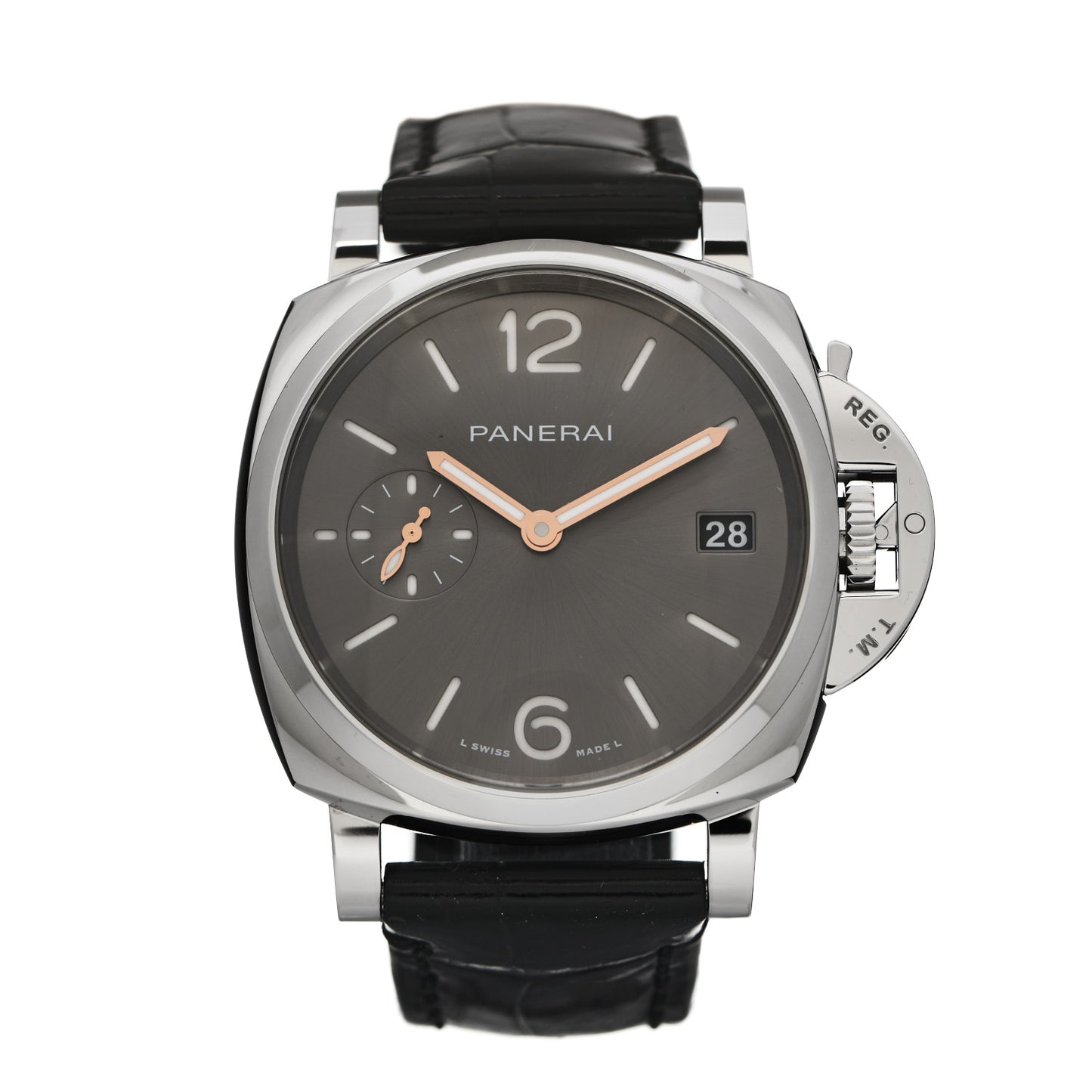 Stainless Steel Alligator 38mm Luminor Automatic Watch Grey PAM01247