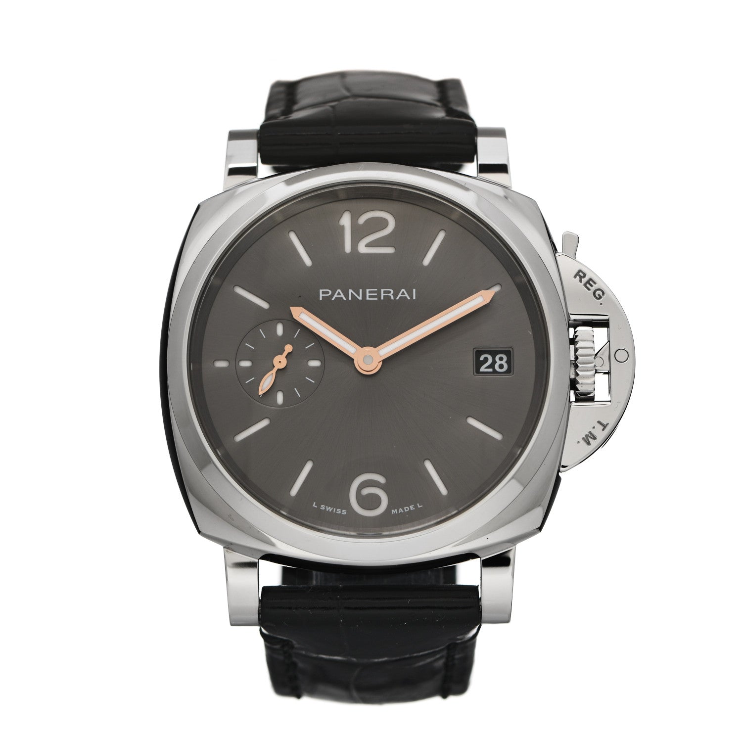 Panerai Stainless Steel Alligator 38mm Luminor Automatic Watch Grey PAM01247 1 of 6