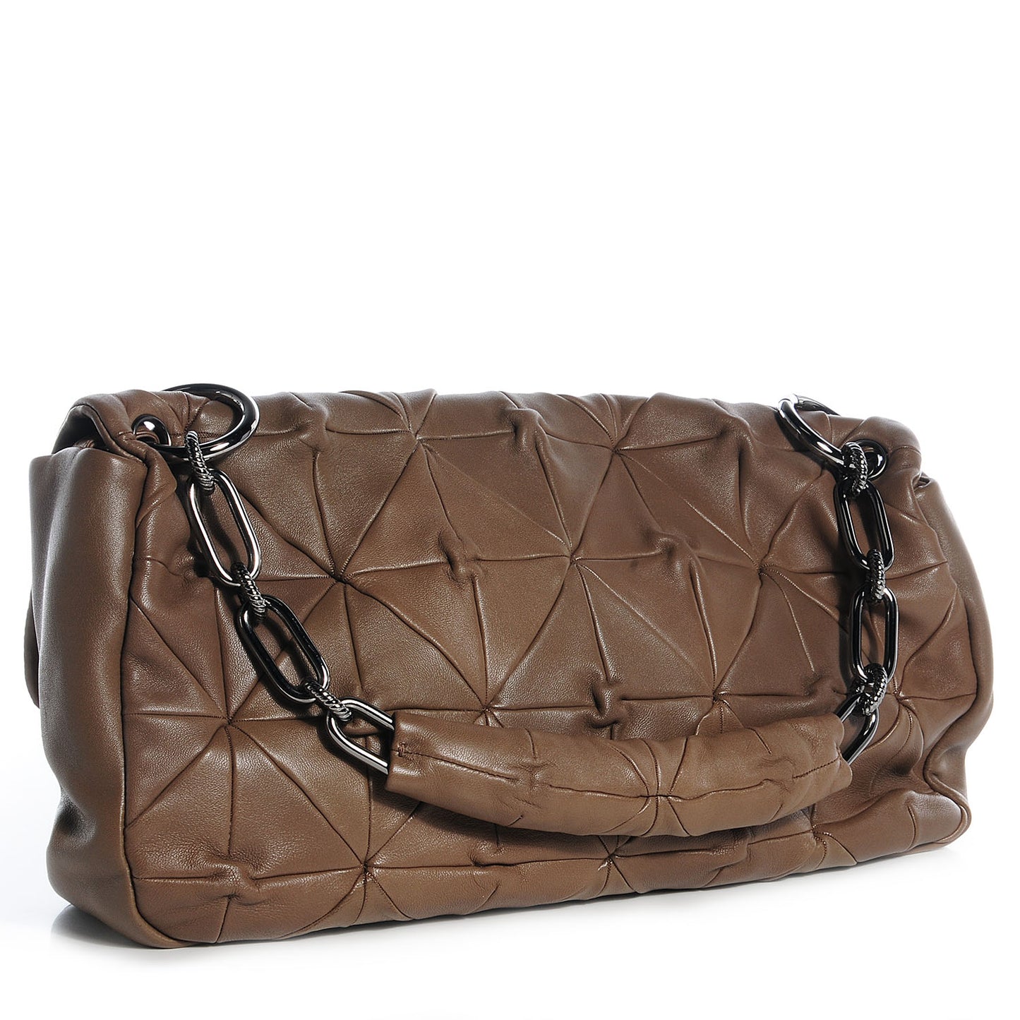 Lambskin Quilted Jumbo Origami Soft Squares Flap Khaki