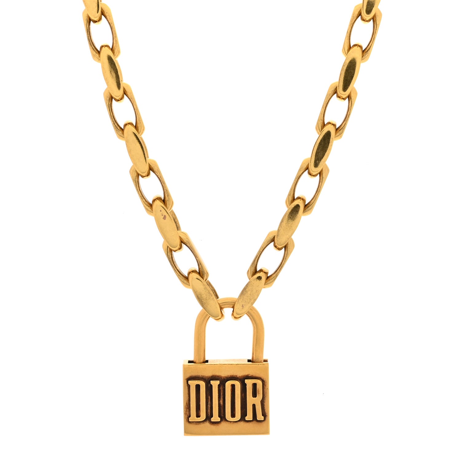 Christian Dior Metal Lucky Locket Choker Necklace Aged Gold 1 of 5