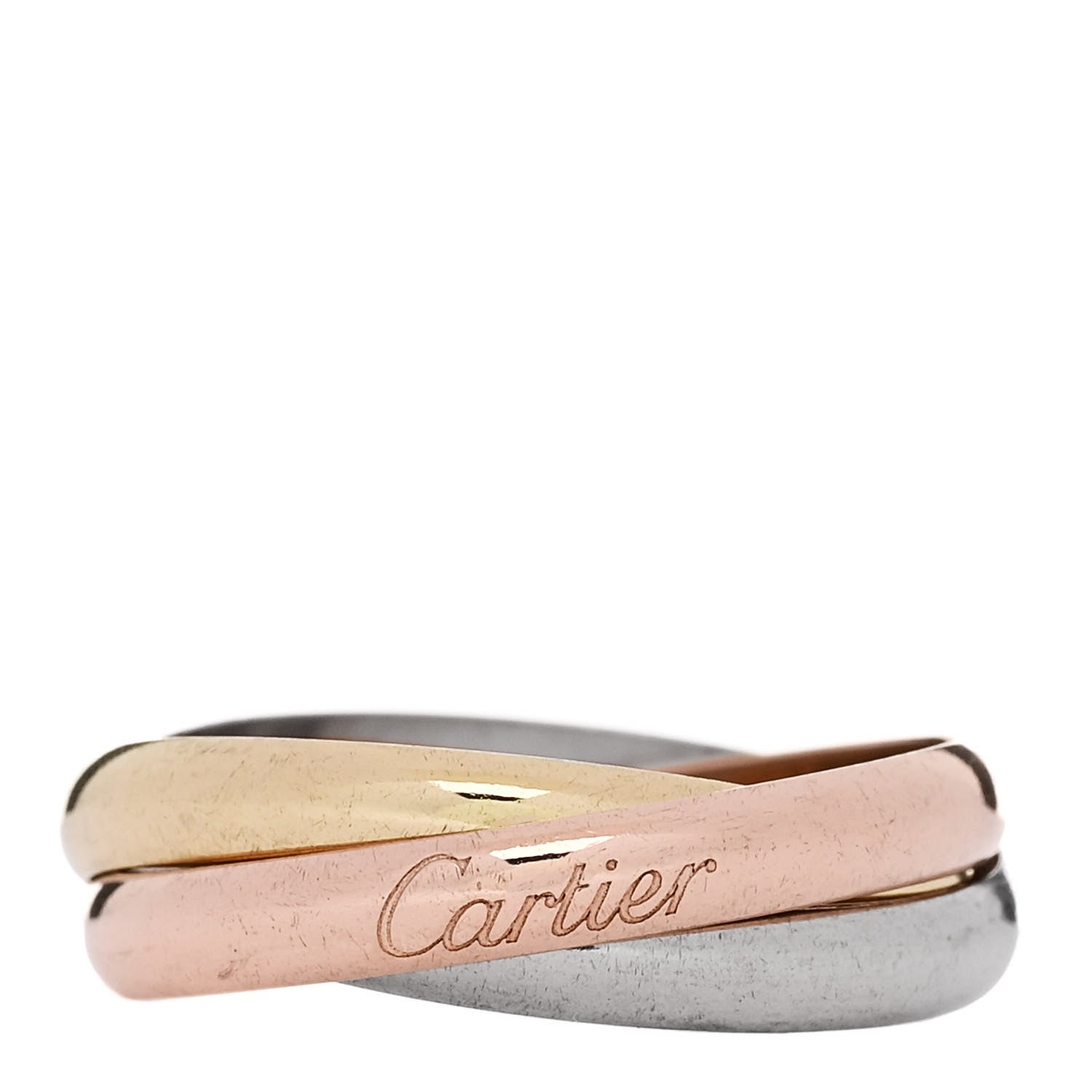 Cartier 18K Pink Yellow White Gold Small Trinity Ring 56 7.5 1 of 5