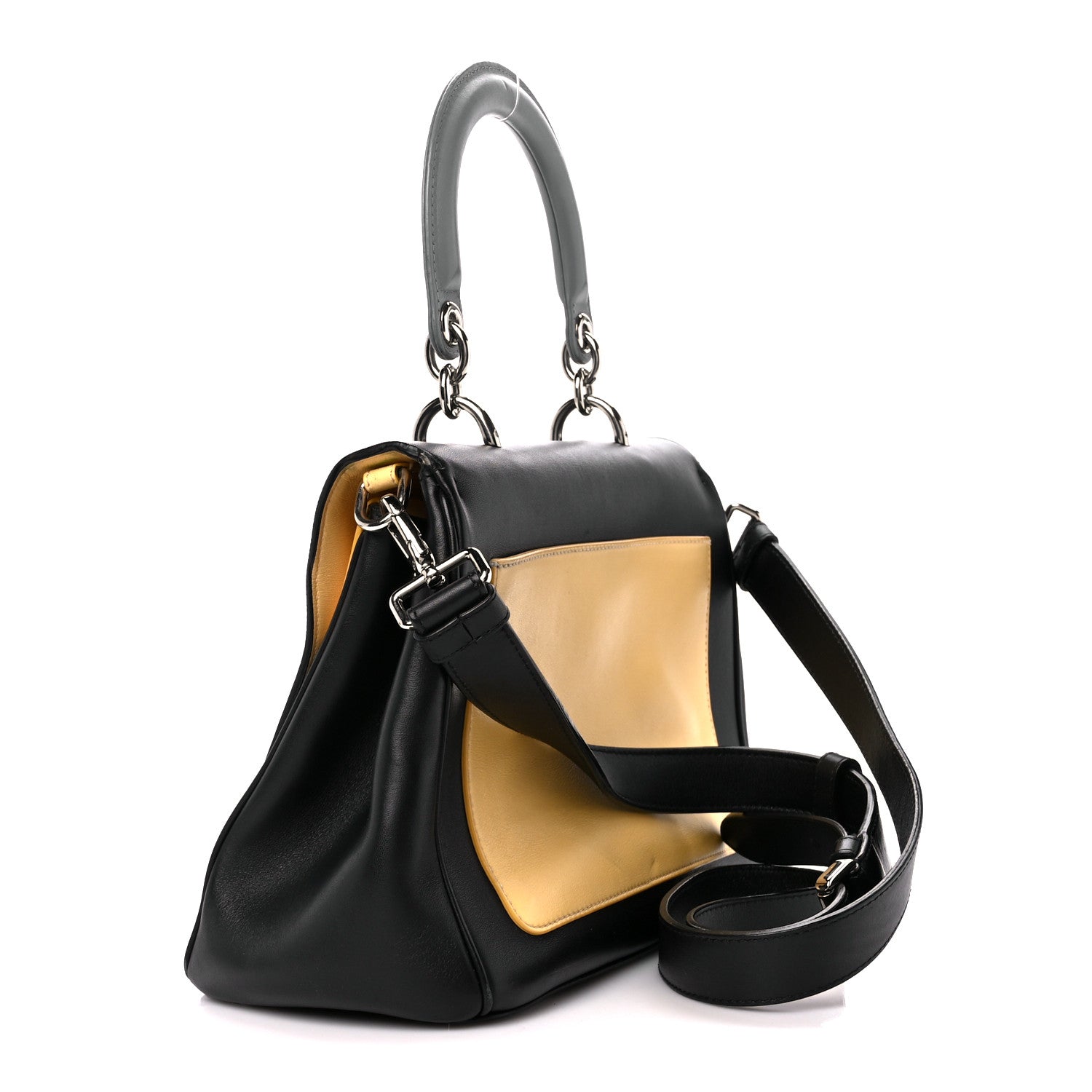 Christian Dior Smooth Calfskin Small Tri-Color Be Dior Flap Black Grey Yellow 3 of 11