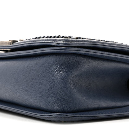 Chanel Lambskin Quilted Medium Top Handle Boy Flap Blue 10 of 13