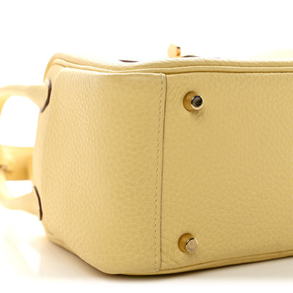 Hermes Taurillon Clemence Verso Mini Lindy 20 Jaune Poussin Craie 9 of 11
