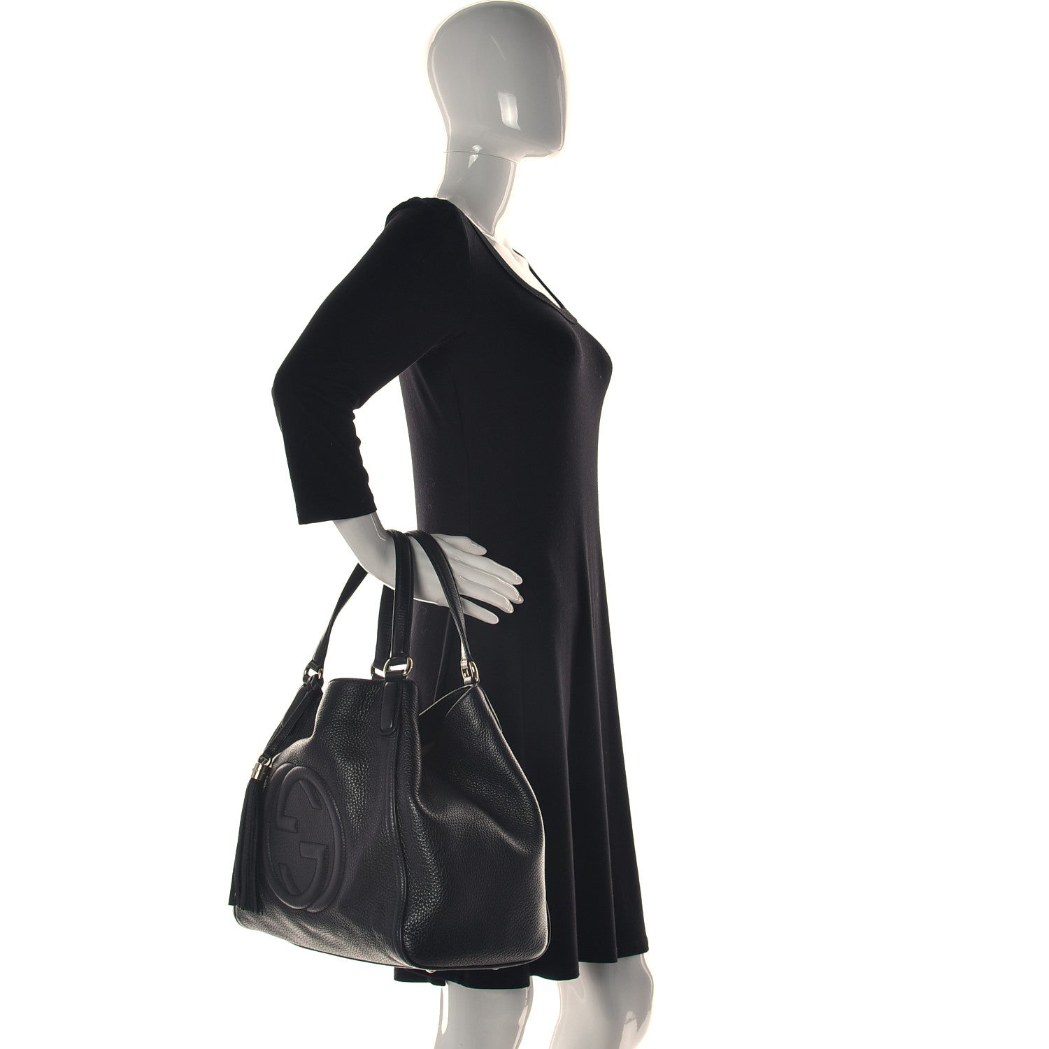 Gucci Pebbled Calfskin Medium Soho Shoulder Bag Black 3 of 13