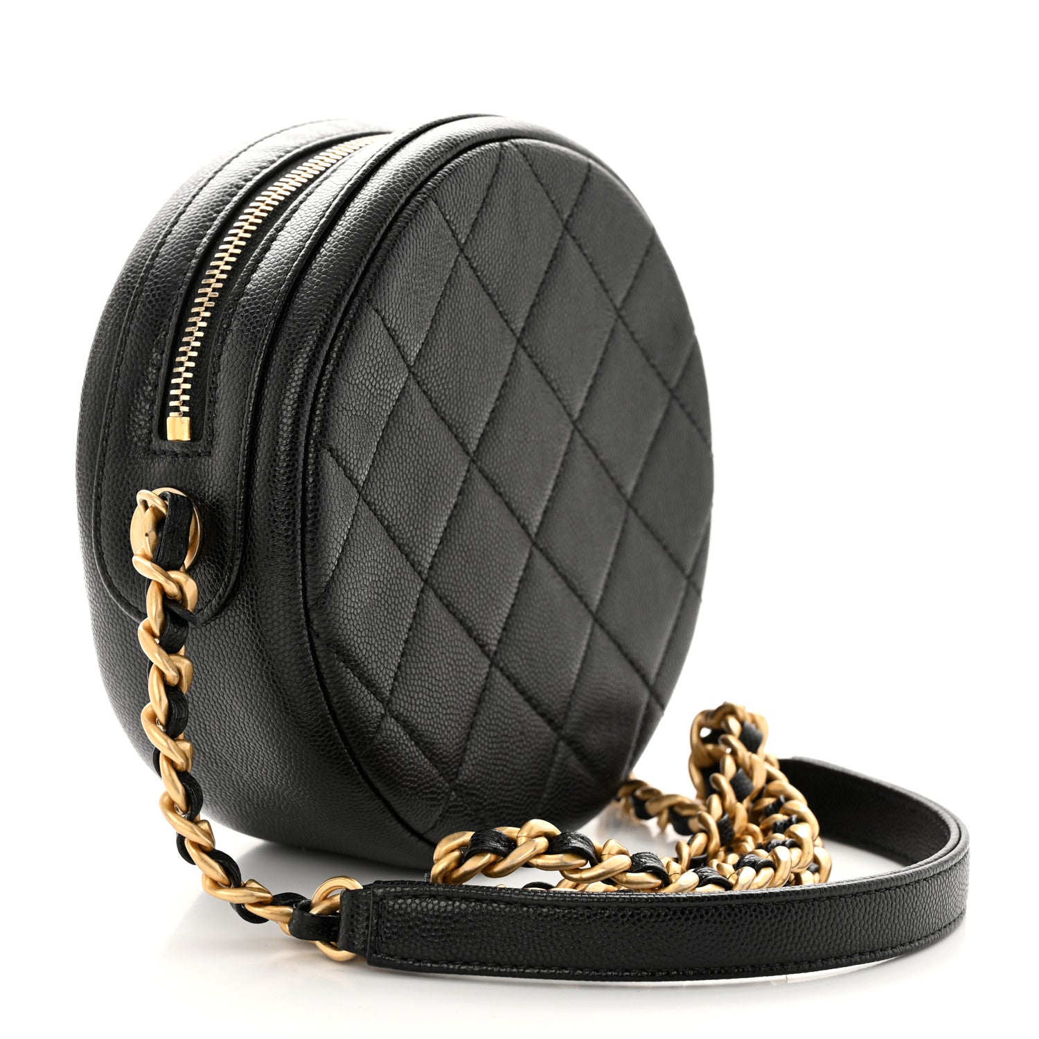Chanel Caviar Quilted Small Round Bag With Chain Black 3 of 11