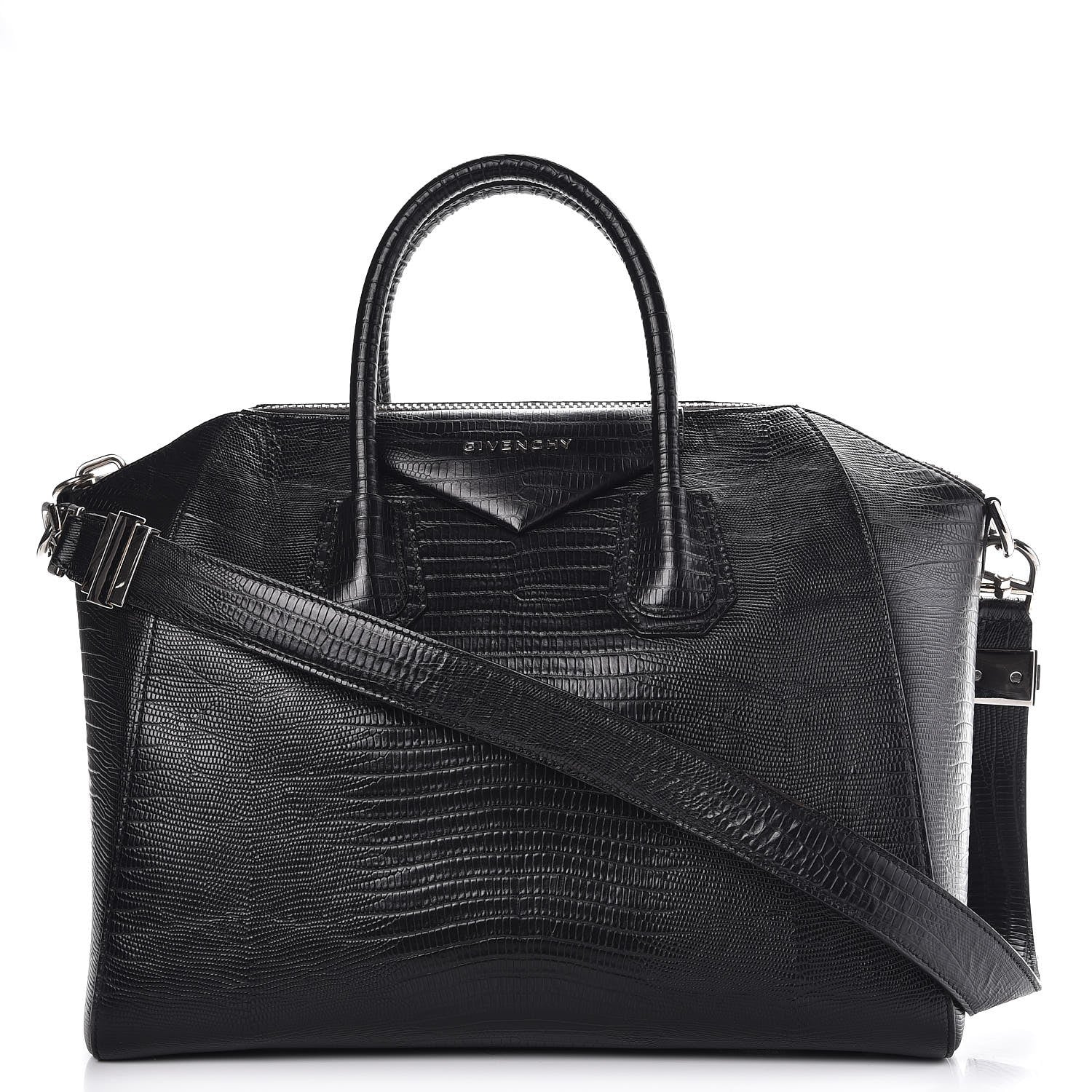 Givenchy Calfskin Lizard Embossed Medium Antigona Black 1 of 7