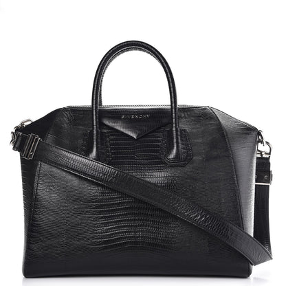Givenchy Calfskin Lizard Embossed Medium Antigona Black 1 of 7