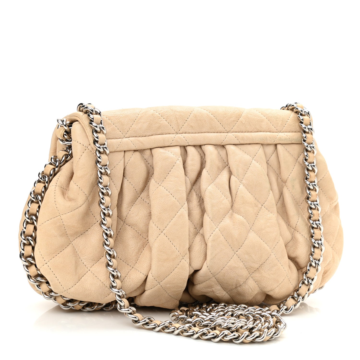 Chanel Washed Lambskin Quilted Mini Chain Around Flap Beige 3 of 12