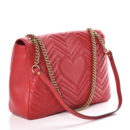 Gucci Calfskin Matelasse Large GG Marmont Shoulder Bag Hibiscus Red 3 of 9