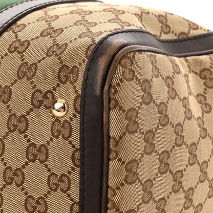 Gucci Monogram Selleria Calfskin Vintage Web Medium Boston Beige Ebony Cocoa 16 of 21