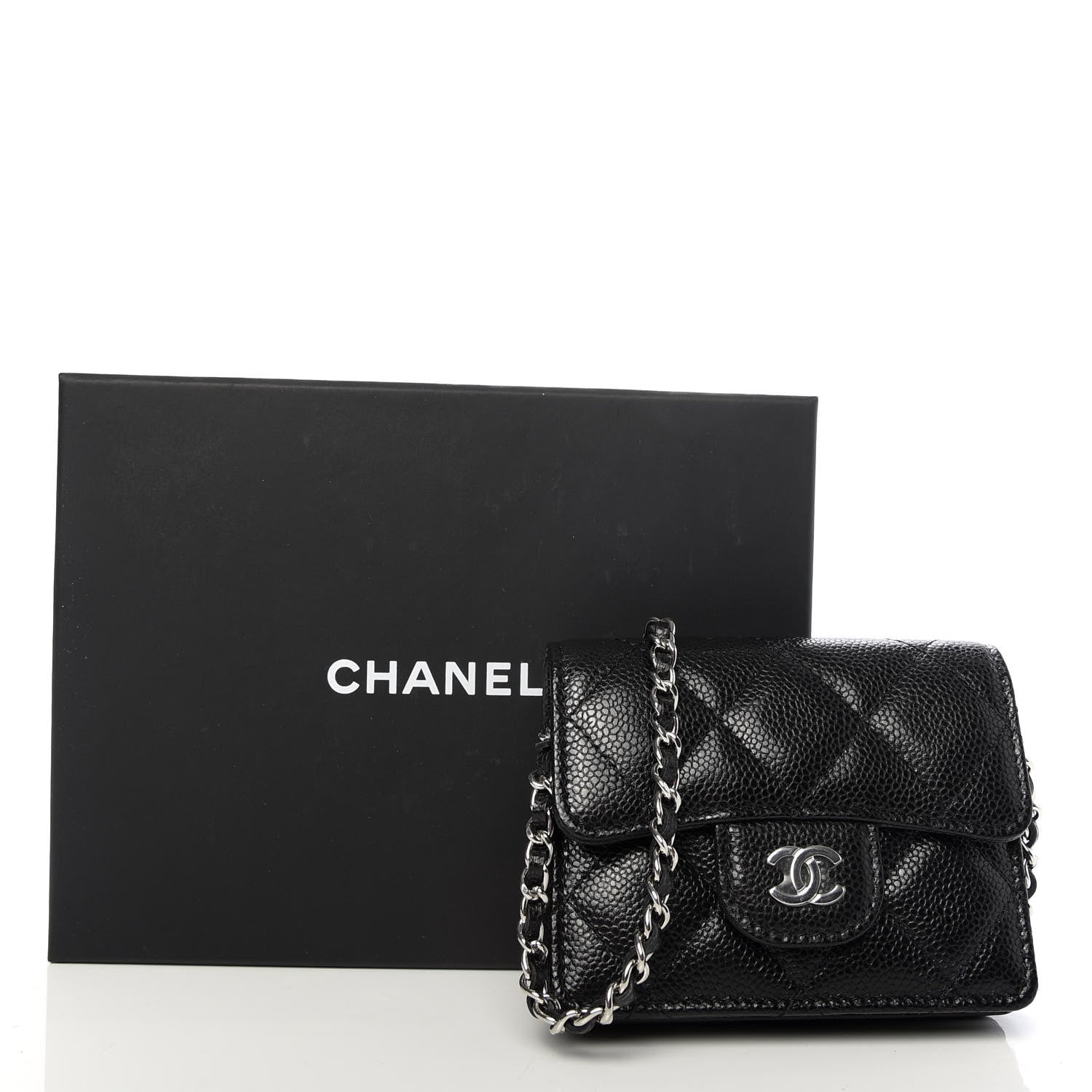 Chanel Caviar Quilted Flap Card Holder On Chain Black 8 of 8