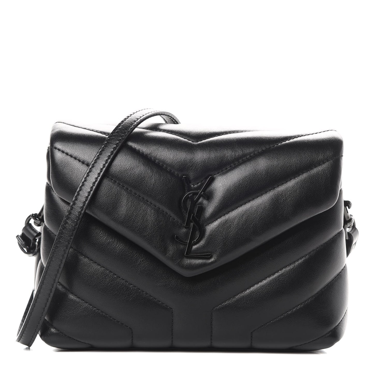 Calfskin Y Quilted Monogram Toy Loulou Crossbody Bag Black