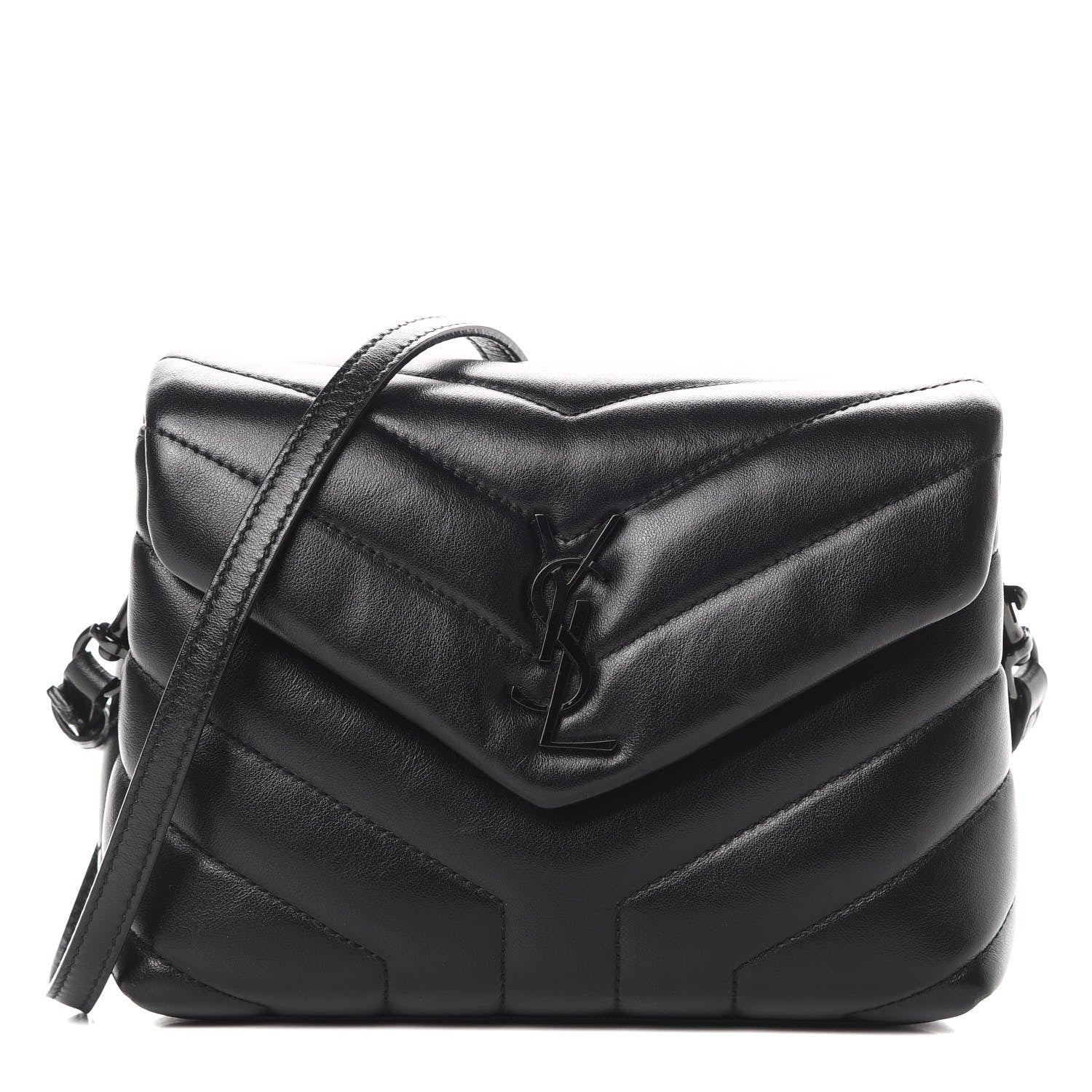 Saint Laurent Calfskin Y Quilted Monogram Toy Loulou Crossbody Bag Black 1 of 13