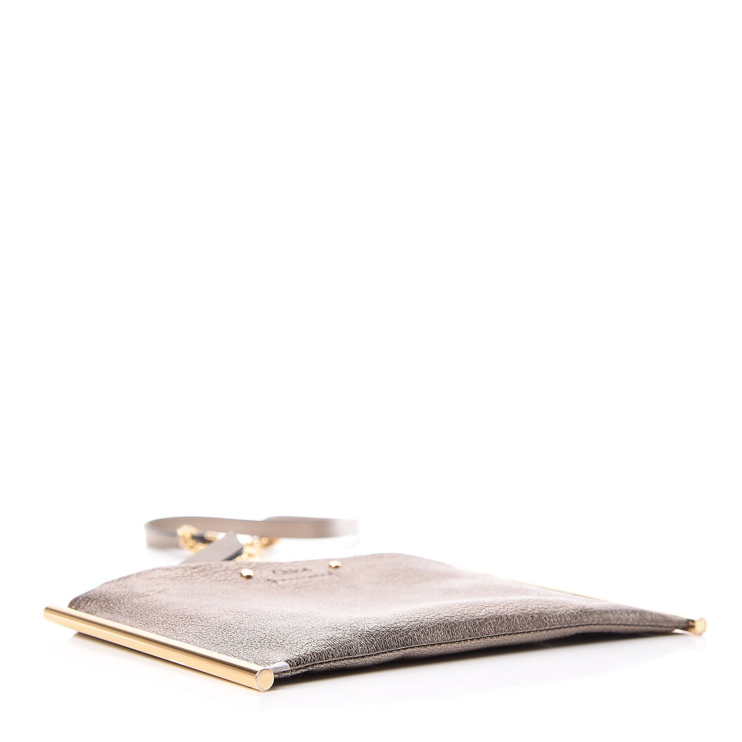 Metallic Calfskin Mini Roy Chain Pouch Bronze