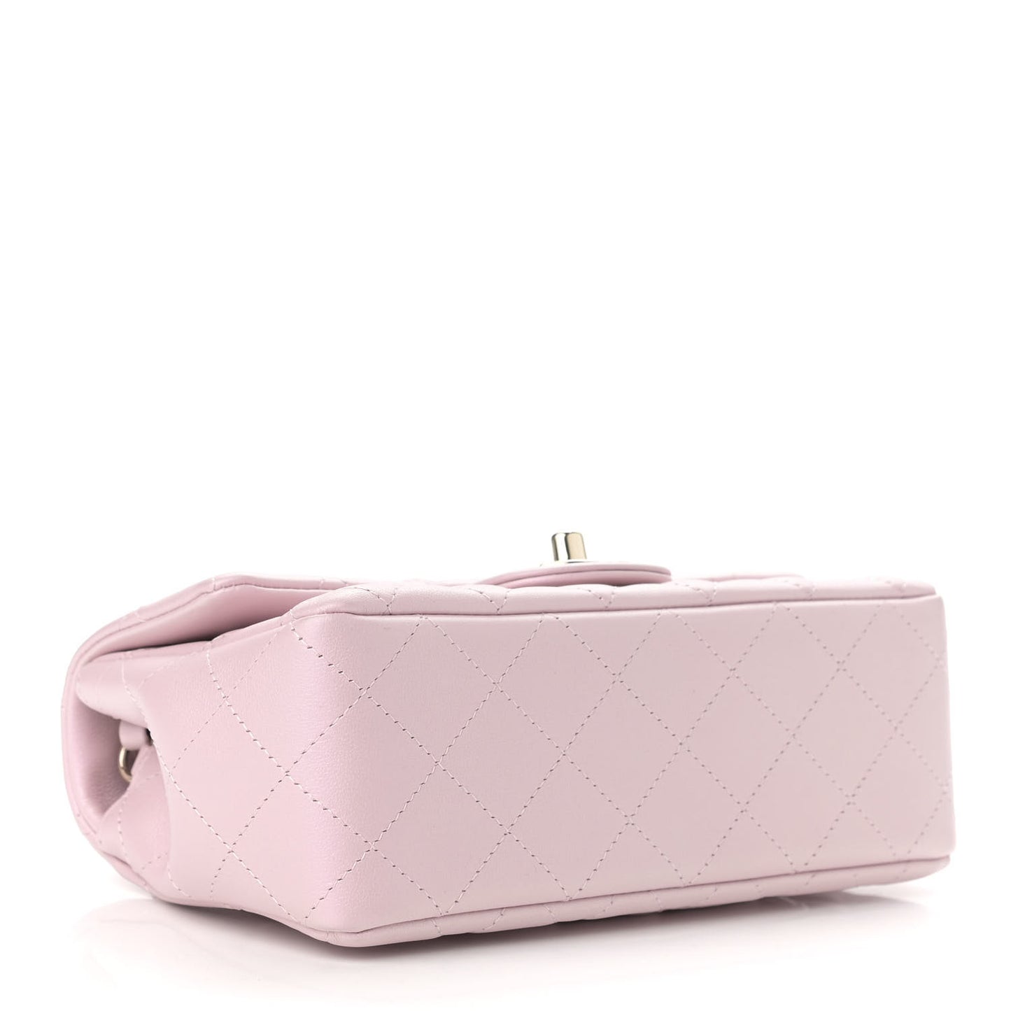 Iridescent Calfskin Quilted Mini Rectangular Flap Light Pink