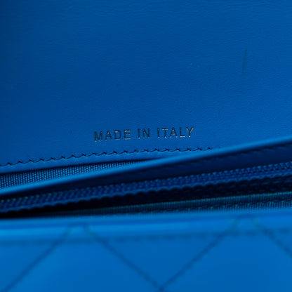 Chanel Patent Calfskin Quilted Boy Wallet On Chain WOC Blue 8 of 10