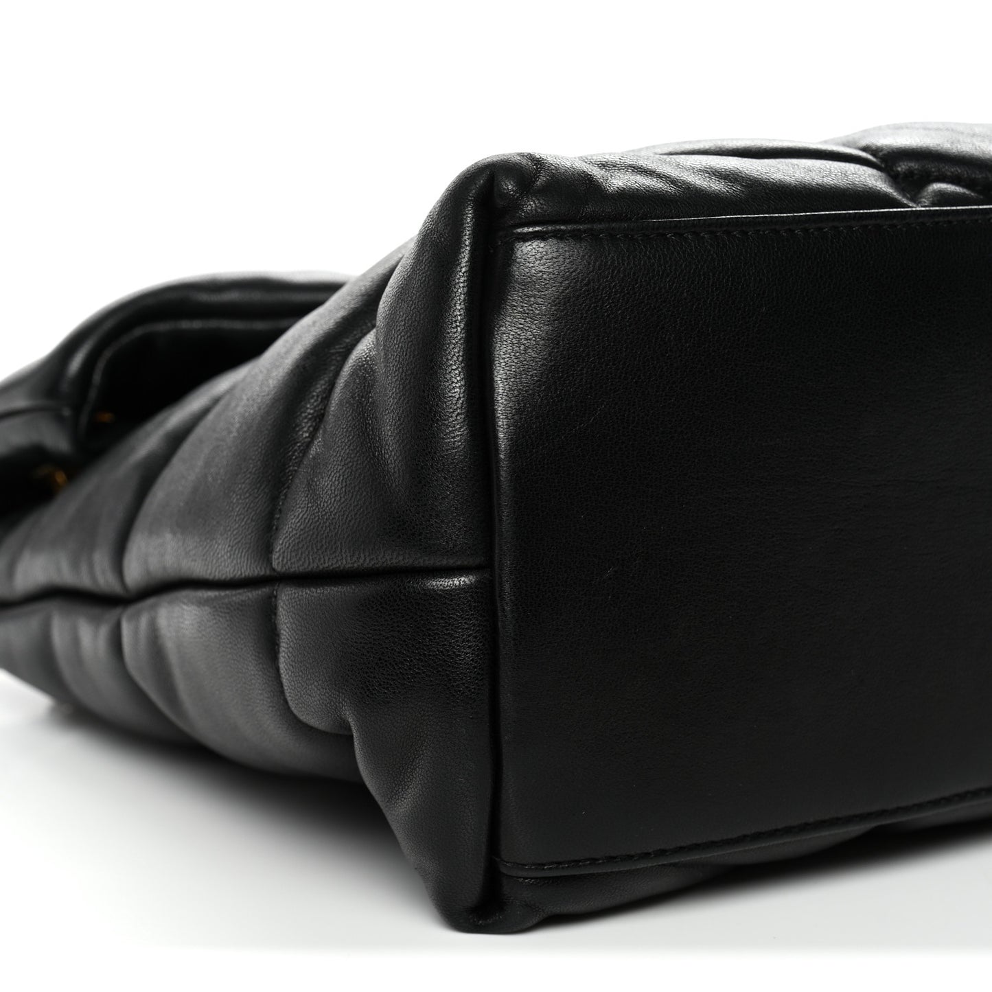 Lambskin Quilted Medium Loulou Puffer Monogram Chain Satchel Black