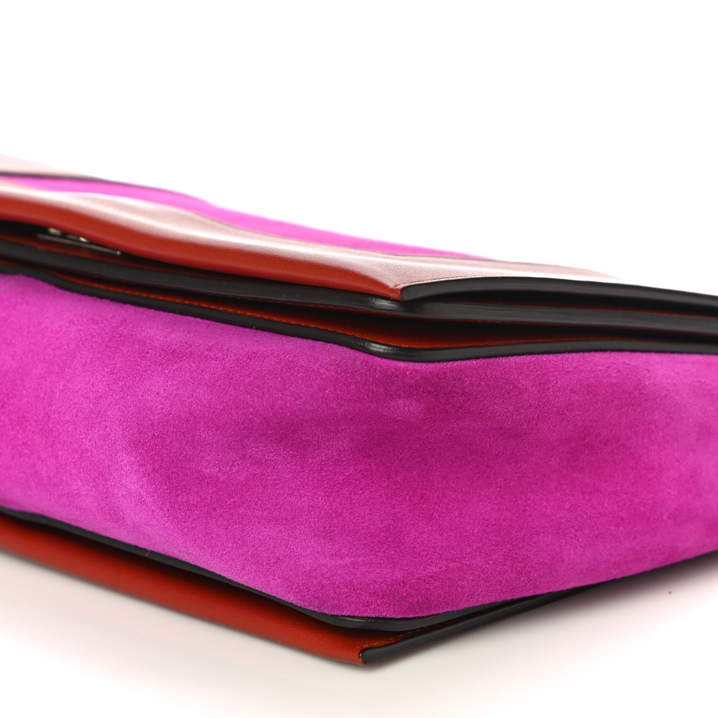 Suede Calfskin Medium Frame Shoulder Bag Brick