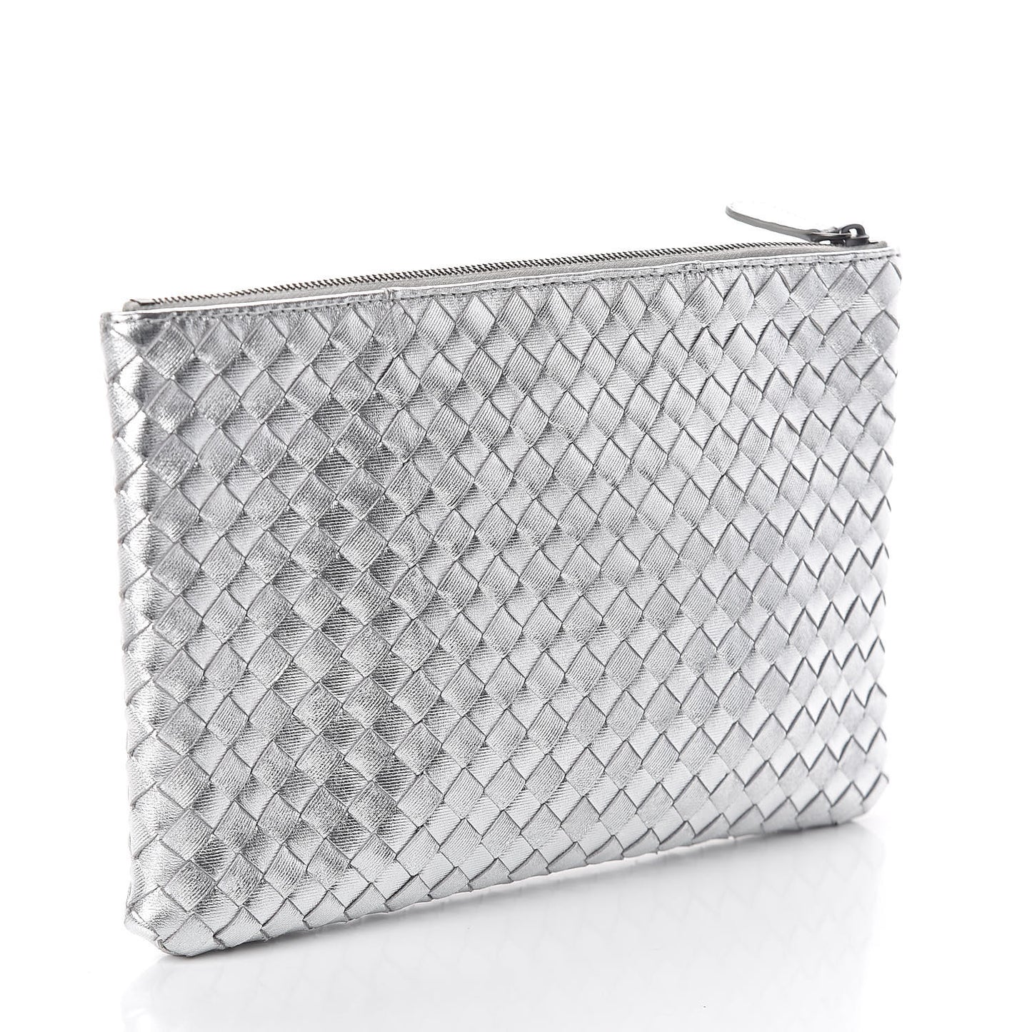 Metallic Grosgrain Intrecciato Biletto Silver