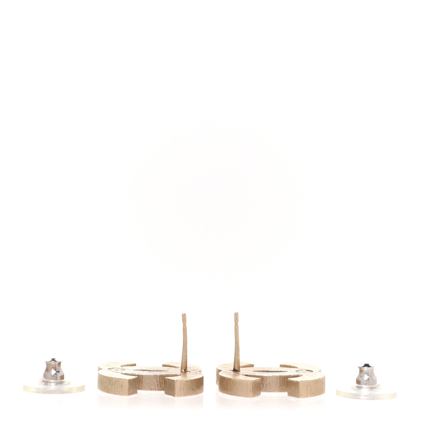 Metal Quilted CC Earrings Gold White