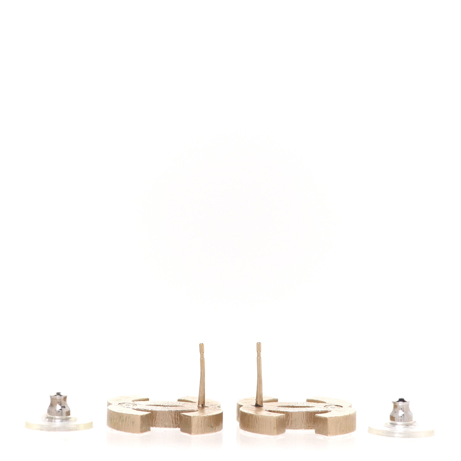 Chanel Metal Quilted CC Earrings Gold White 3 of 4