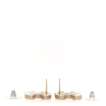 Chanel Metal Quilted CC Earrings Gold White 3 of 4