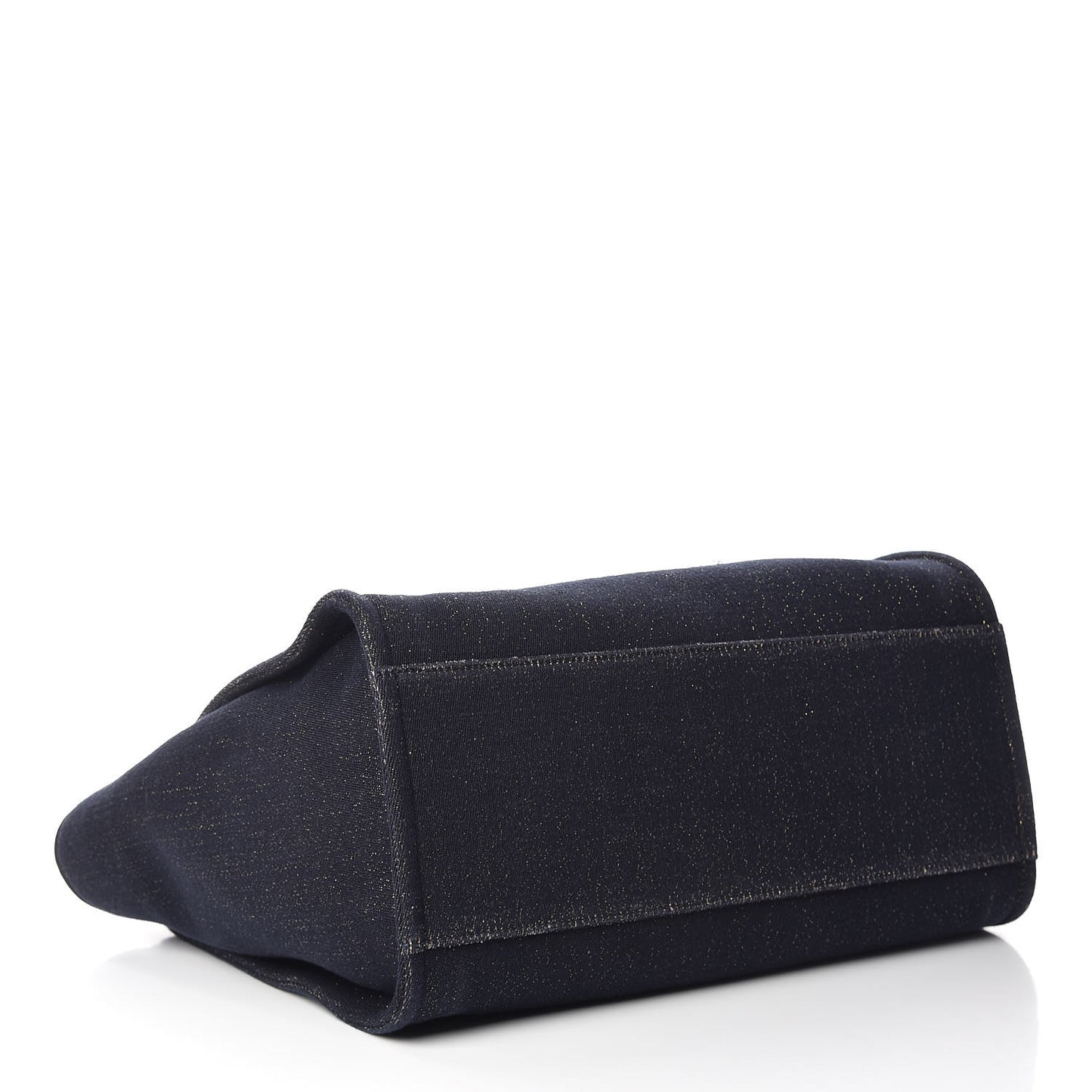 Lurex Canvas Medium Deauville Tote Navy Blue Gold