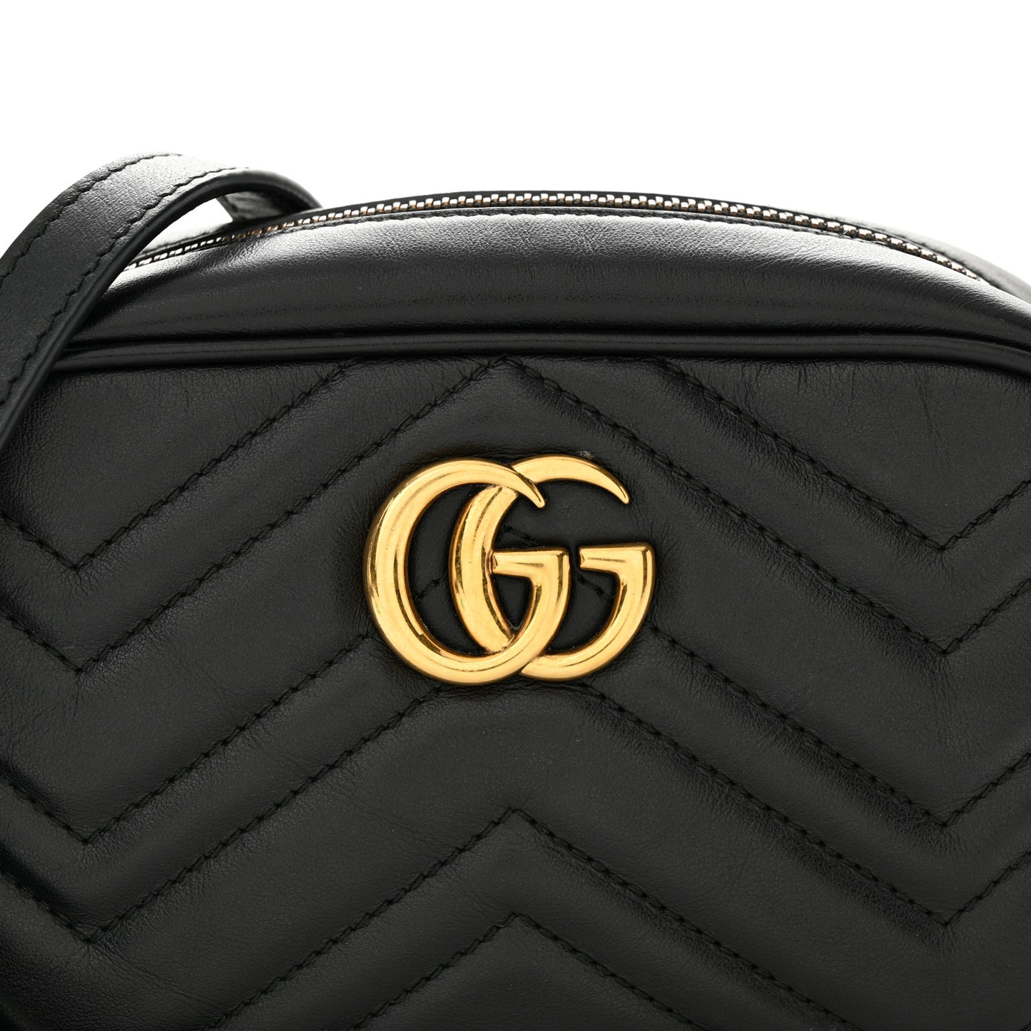Calfskin Matelasse Mini GG Marmont Chain Shoulder Bag Black