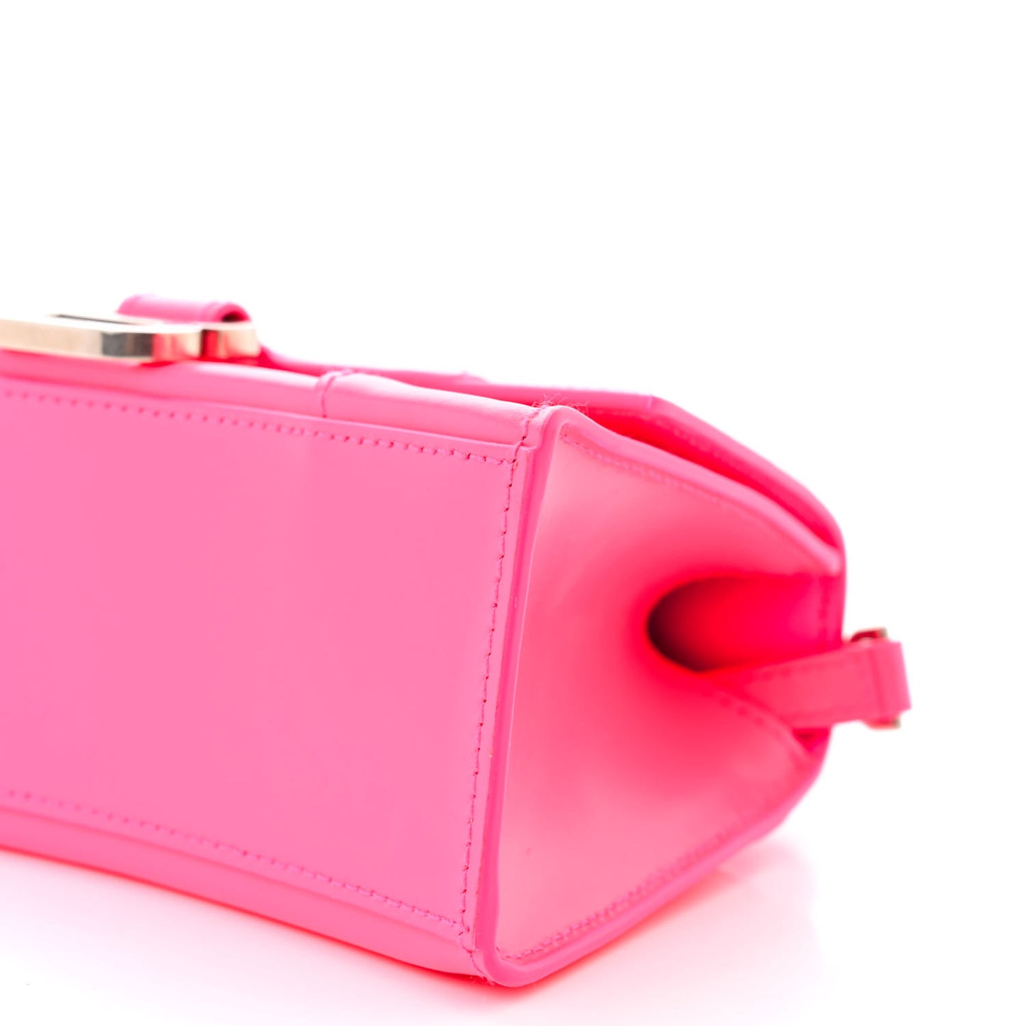 Shiny Box Calfskin Hourglass Top Handle Bag XS Hot Pink