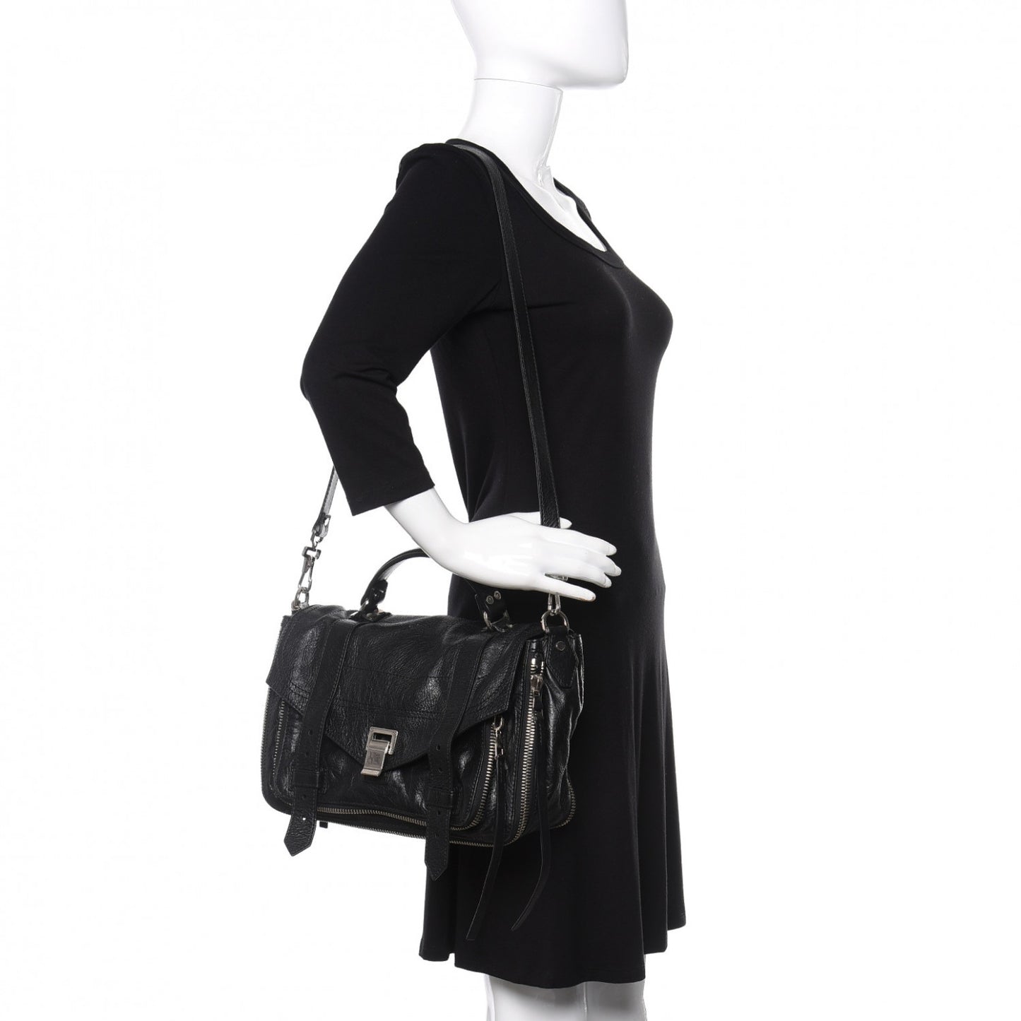 Lambskin Medium PS1 Plus Zip Satchel Black