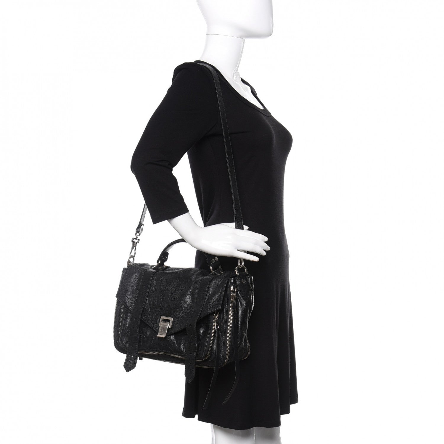 Proenza Schouler Lambskin Medium PS1 Plus Zip Satchel Black 2 of 12
