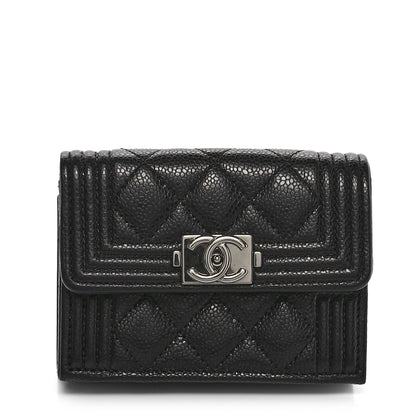Chanel Caviar Quilted Small Boy Flap Wallet Black 1 of 11