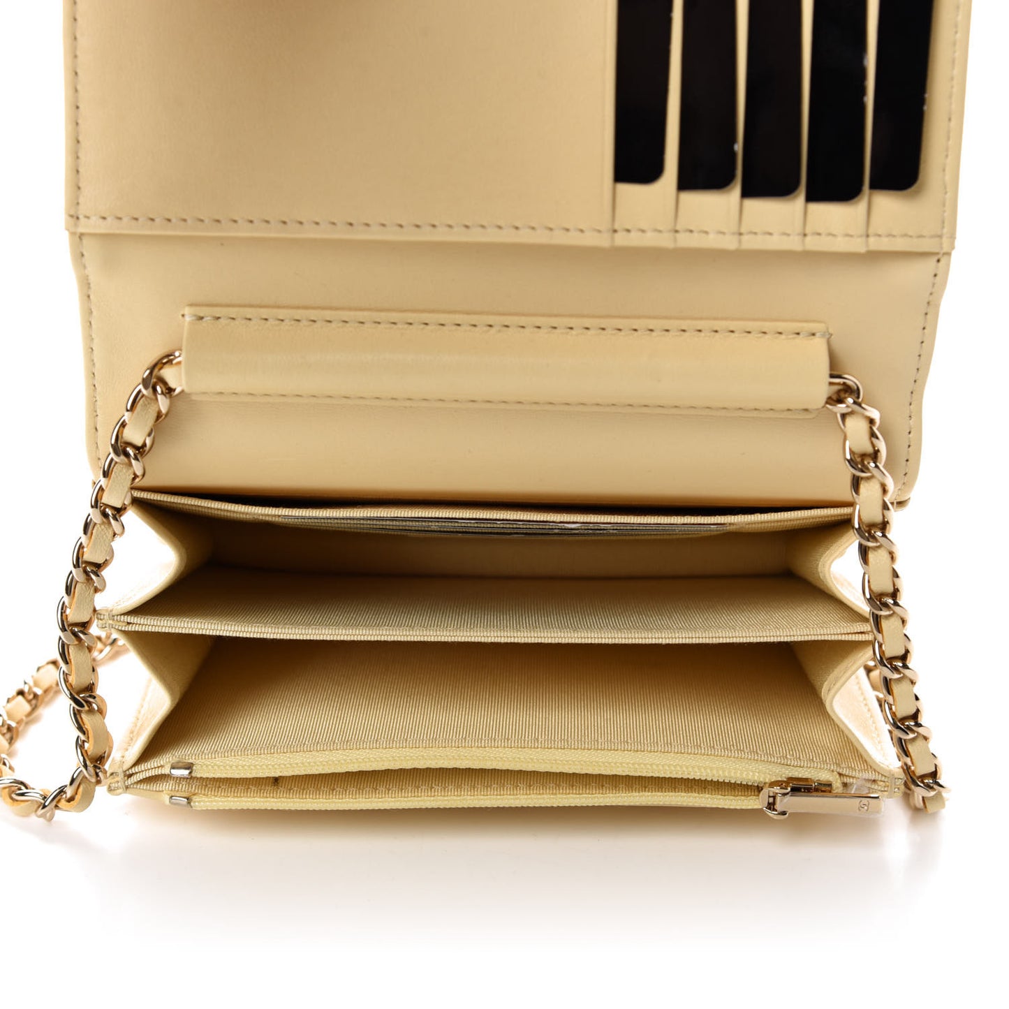 Lambskin Quilted Mini Wallet On Chain WOC Yellow
