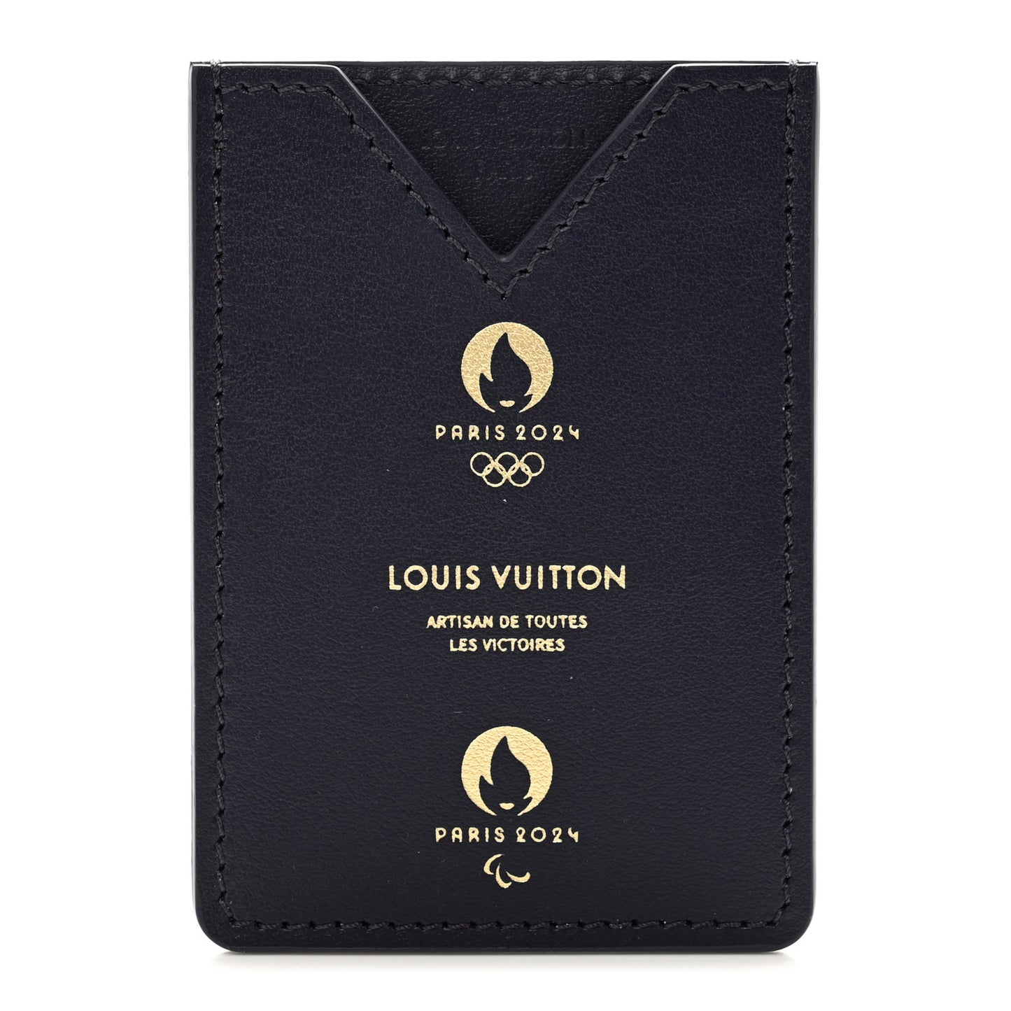 Calfskin Paris Olympics Card Holder Navy