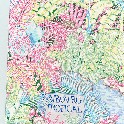 Hermes Silk Twill Faubourg Tropical Scarf 90 Bleu Vert Jaune 5 of 5