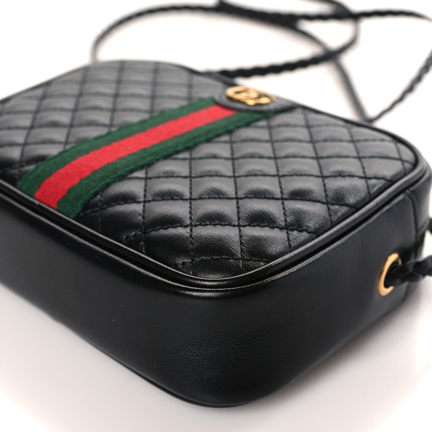 Calfskin Trapuntata Web Mini GG Shoulder Bag Black