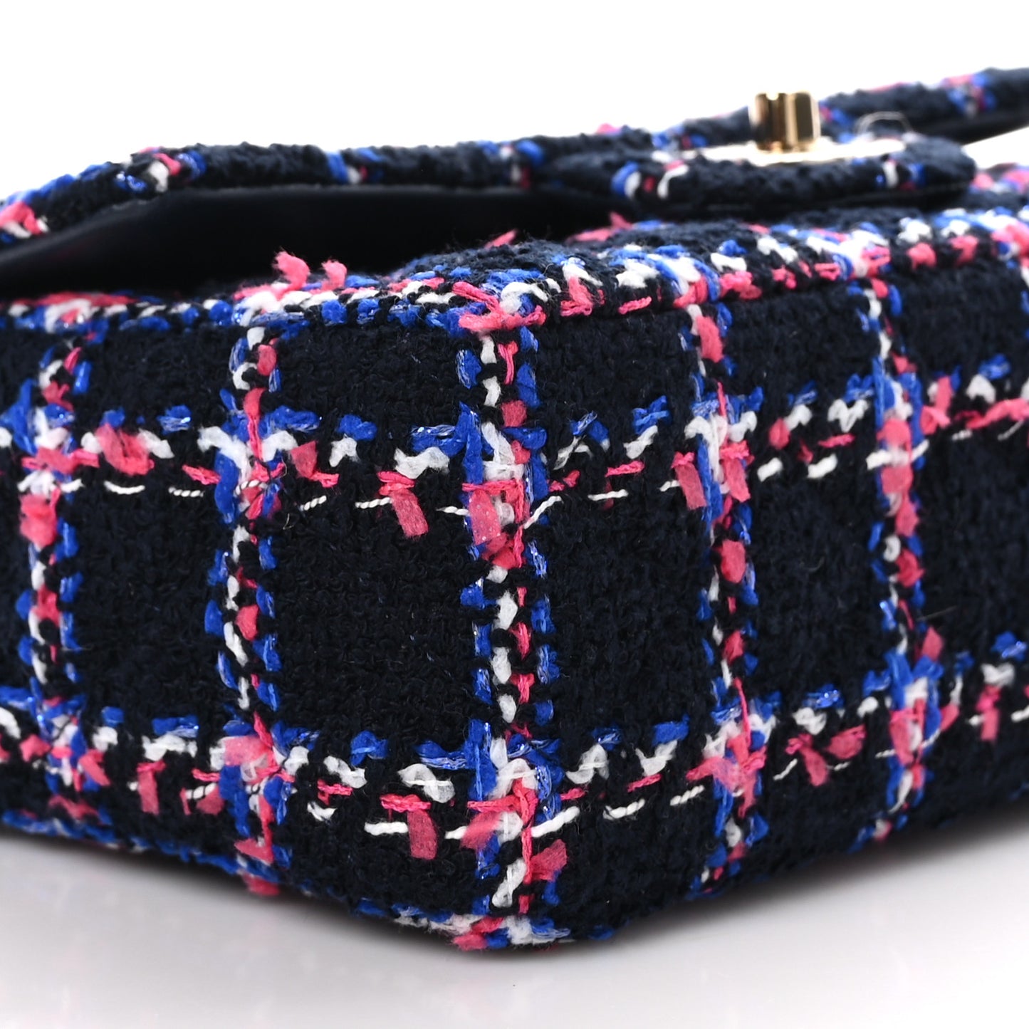 Tweed Quilted Mini Rectangular Flap Navy Red Blue White