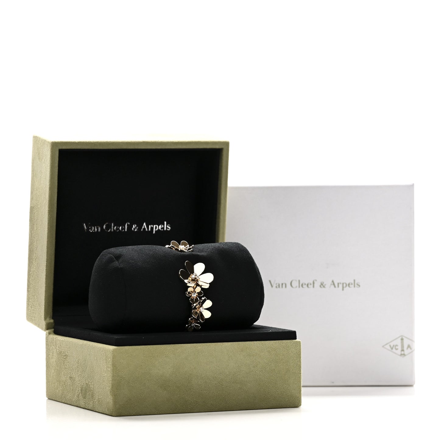 18K Yellow Gold Diamond Small Frivole 7 Flowers Bracelet S