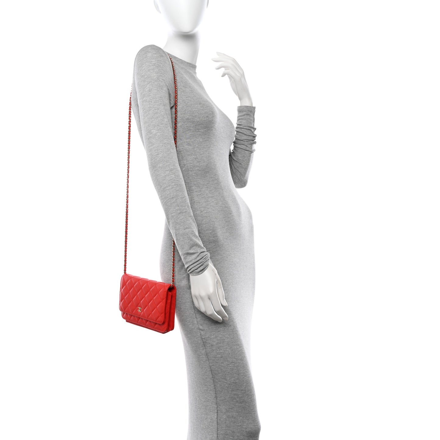 Caviar Quilted Wallet On Chain WOC Red