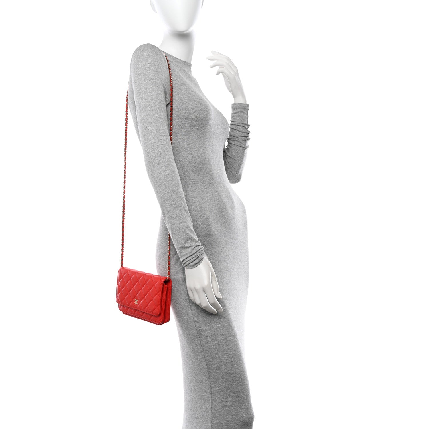 Chanel Caviar Quilted Wallet On Chain WOC Red 2 of 15