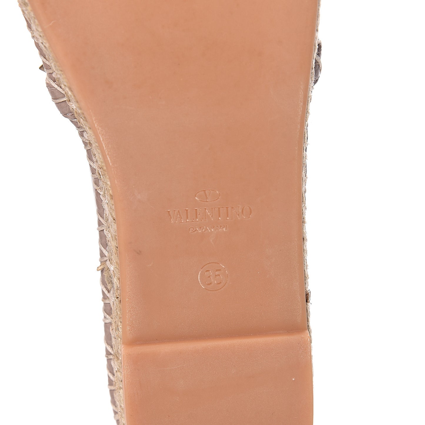 Pebbled Calfskin Rockstud Espadrilles 35 Poudre