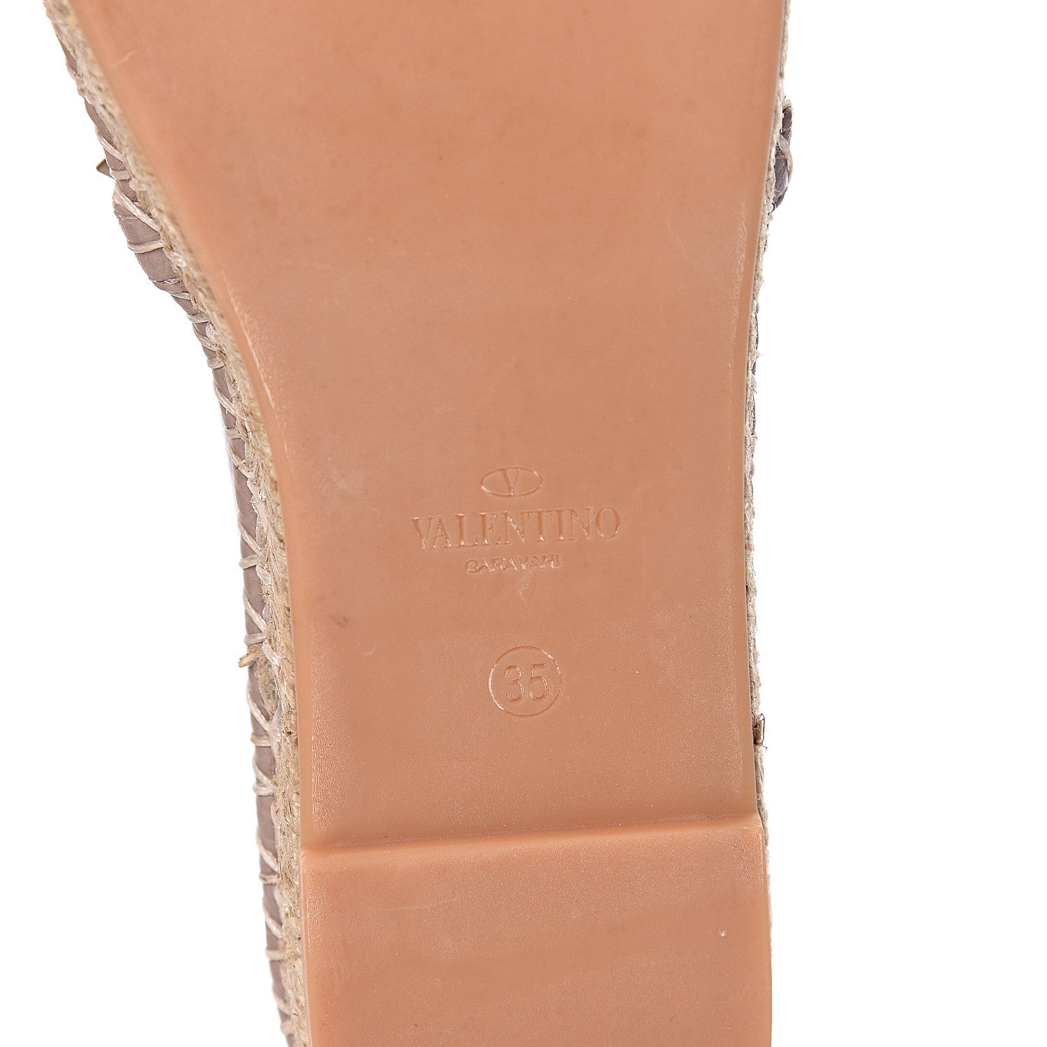 Valentino Garavani Pebbled Calfskin Rockstud Espadrilles 35 Poudre 6 of 8